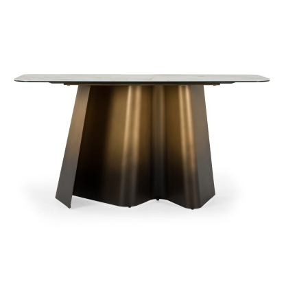 LA Furniture Clifford Contemporary White Ceramic + Brushed Bronze Console Table VGMG-MC-25202ST Contemporary Style by Vig Furnitrue Number 85914 Catch Home Goods