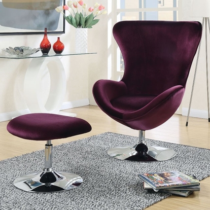 Furniture Of America Eloise Contemporary Purple Chair W/ Ottoman Model CM-AC6841