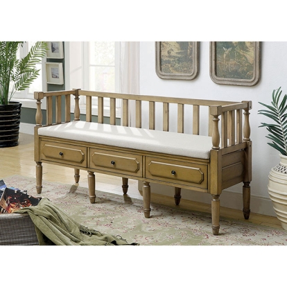 Furniture Of America Ballinasloe Transitional Weathered Natural Tone Bench Model CM-BN6359NT