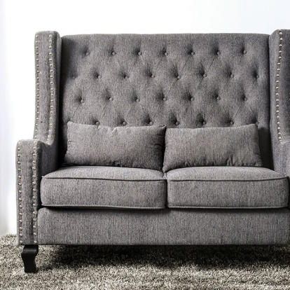 Furniture Of America Alicante Transitional Gray Love Seat Bench, Gray Model CM-BN6449GY-PK-VN