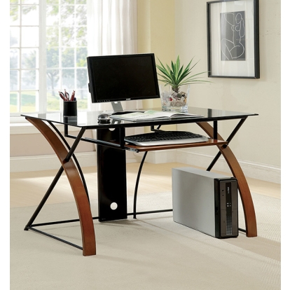 Furniture Of America Baden Contemporary Oak/Black Computer Desk Model CM-DK6216