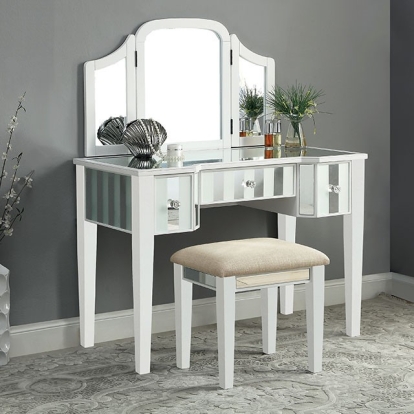 Furniture Of America Cyndi Transitional White Vanity W/ Stool Model CM-DK6361WH-UPS3