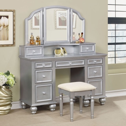Furniture Of America Athy Transitional Silver Vanity W/ Stool Model CM-DK6848SV