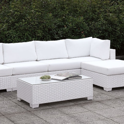 Furniture Of America Somani Contemporary White L-Sectional W/ Right Chaise + Coffee Table Model CM-OS2128WH-SET12