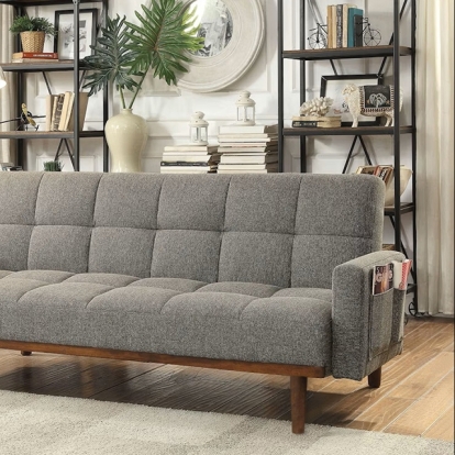 Furniture Of America Nettie Mid-Century Modern Gray Futon Sofa Model CM2605