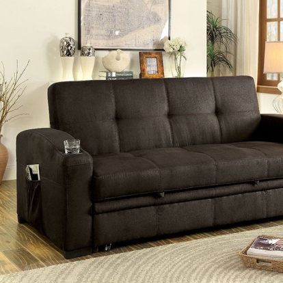 Furniture Of America Mavis Transitional Dark Brown Futon Sofa Model CM2691-SET-VN