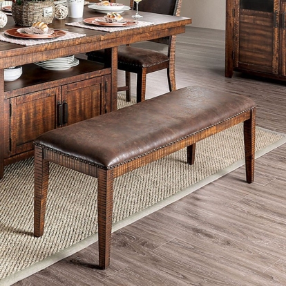 Furniture Of America Wichita Rustic Distressed Dark Oak Bench Model CM3061BN