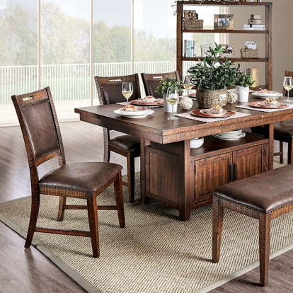 Furniture Of America Wichita Rustic Distressed Dark Oak Dining Table Model CM3061T