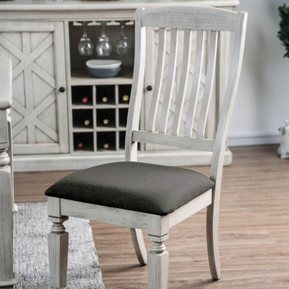 Furniture Of America Georgia Transitional Antique White/Gray Side Chair (2/Ctn) Model CM3089SC-2PK