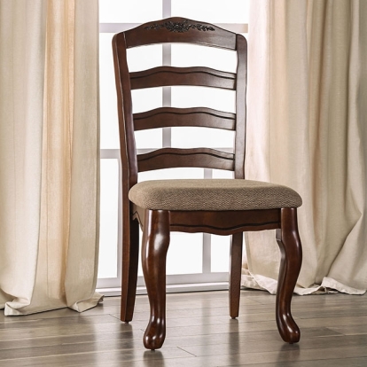 Furniture Of America Townsville Transitional Dark Walnut/Tan Side Chair (2/Box) Model CM3109SC-DK-2PK