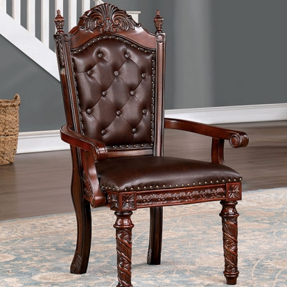 Furniture Of America Canyonville Traditional Brown Cherry/Dark Brown Arm Chair (2/Box) Model CM3144AC-2PK