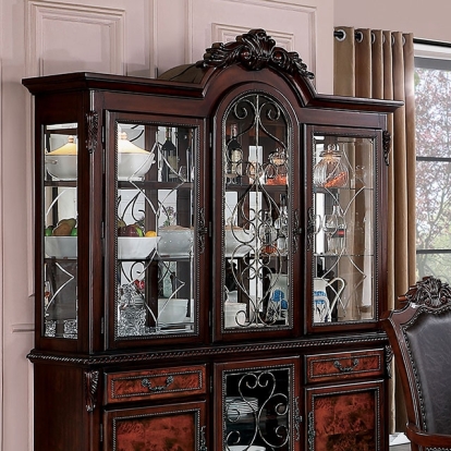 Furniture Of America Picardy Traditional Brown Cherry Hutch & Buffet Model CM3147HB-SET