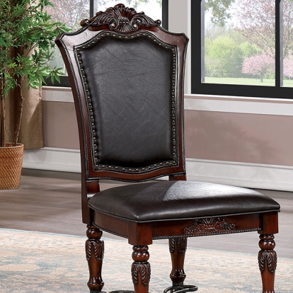 Furniture Of America Picardy Traditional Brown Cherry/Black Side Chair (2/Box) Model CM3147SC-2PK