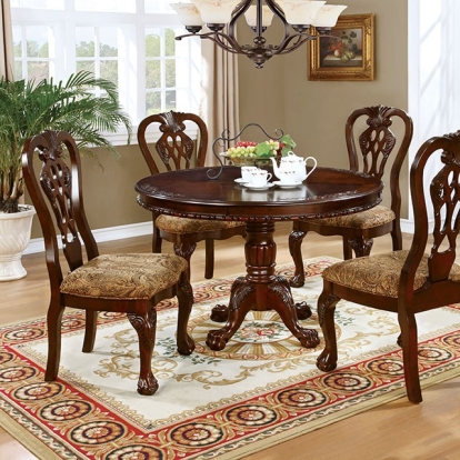Furniture Of America Elana Traditional Brown Cherry Round Dining Table Model CM3212RT-TABLE