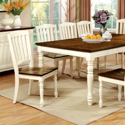 Furniture Of America Harrisburg Transitional Vintage White/Dark Oak Dining Table Model CM3216T