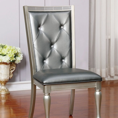 Furniture Of America Sarina Transitional Silver Side Chair (2/Box) Model CM3229SC-2PK
