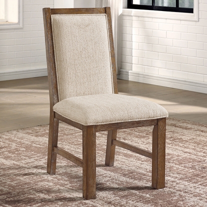 Furniture Of America Monclova Transitional Rustic Oak/Beige Side Chair Model CM3249A-SC-2PK