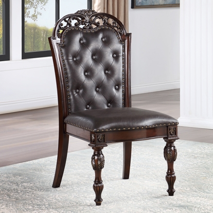 Furniture Of America Nouvelle Traditional Brown Cherry/Espresso Side Chair Model CM3256CH-SC-2PK