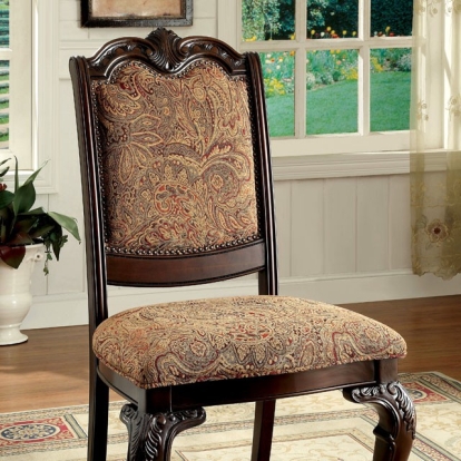 Furniture Of America Bellagio Traditional Brown Cherry/Brown Side Chair (2/Box) Model CM3319F-SC-2PK