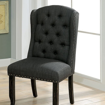 Furniture Of America Sania Rustic Antique Black/Gray Side Chair (2/Box) Model CM3324BK-GY-SC-2PK
