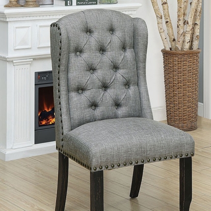 Furniture Of America Sania Rustic Antique Black/Blue Side Chair (2/Box) Model CM3324BK-LG-SC-2PK