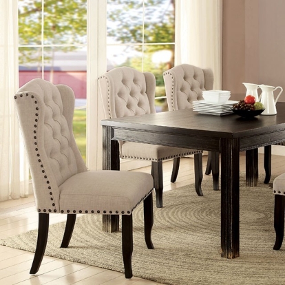 Furniture Of America Sania Rustic Antique Black/Beige Dining Table Model CM3324BK-T-VN