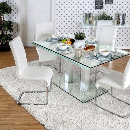 Furniture Of America Richfield Contemporary Silver/Chrome Dining Table Model CM3362T-TABLE