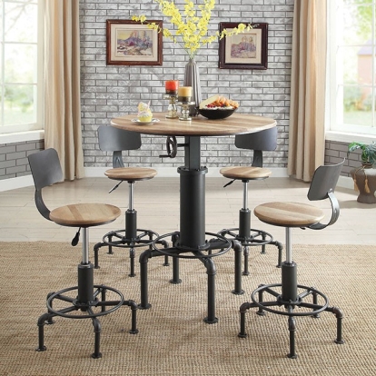 Furniture Of America Fran Industrial Sand Black/Light Oak Wine Bar Table Model CM3373BT-TABLE
