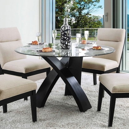 Furniture Of America Jasmin Contemporary Black/Beige Dining Table Model CM3393RT-TABLE