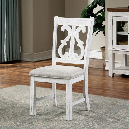 Furniture Of America Auletta Rustic Distressed White/Gray Side Chair (2/Ctn) Model CM3417SC-2PK