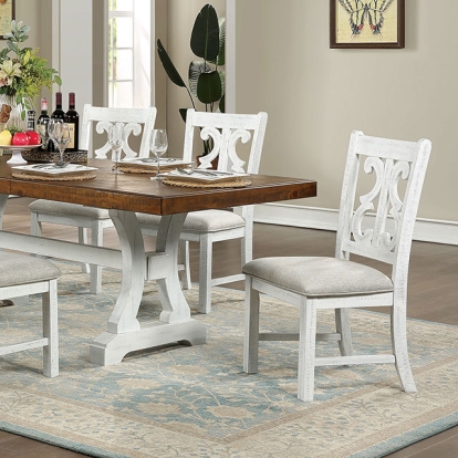 Furniture Of America Auletta Rustic Distressed White/Distressed Dark Oak Dining Table Model CM3417T-TABLE