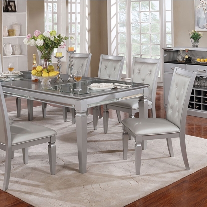 Furniture Of America Alena Transitional Silver Dining Table Model CM3452T