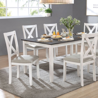 Furniture Of America Anya Rustic Distressed White/Distressed Gray 7 Pc. Dining Table Set Model CM3476WH-T-7PK