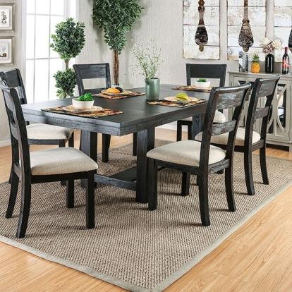 Furniture Of America Thomaston Rustic Wire-Brushed Black Dining Table Model CM3543T-TABLE