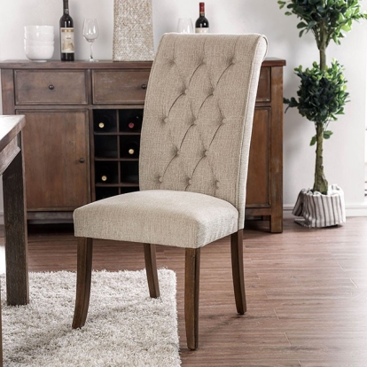 Furniture Of America Sania Rustic Antique Oak/Beige Side Chair (2/Ctn) Model CM3564A-SC-2PK