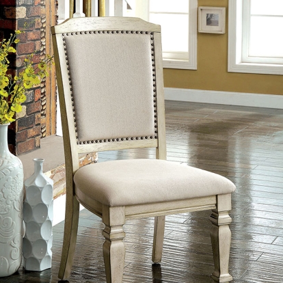 Furniture Of America Holcroft Transitional Antique White/Ivory Side Chair (2/Box) Model CM3600SC-2PK