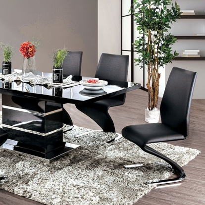 Furniture Of America Midvale Contemporary Black/Chrome Dining Table Model CM3650BK-T-TABLE