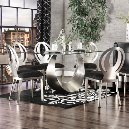 Furniture Of America Orla Contemporary Silver/Black Dining Table Model CM3726T-TABLE
