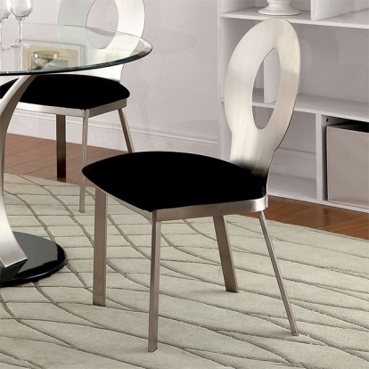 Furniture Of America Valo Contemporary Silver/Black Side Chair (2/Box) Model CM3727SC-2PK