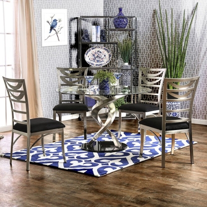 Furniture Of America Roxo Contemporary Silver/Black Dining Table Model CM3729T-TABLE