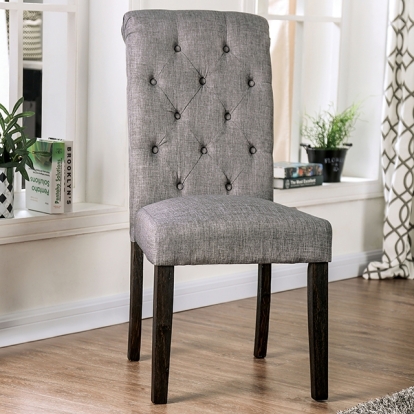 Furniture Of America Alfred Rustic Antique Black/Light Gray Side Chair (2/Ctn) Model CM3735LG-SC-2PK