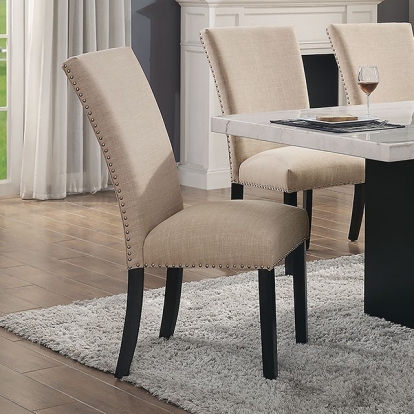 Furniture Of America Kian Contemporary Black/Beige Side Chair, Beige (2/Ctn) Model CM3744BG-SC-2PK