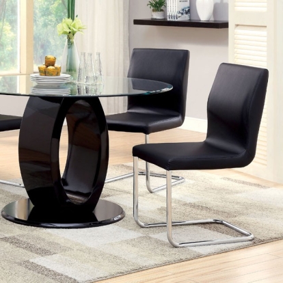 Furniture Of America Lodia Contemporary Black Dining Table Model CM3825BK-RT-TABLE