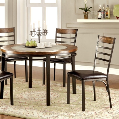 Furniture Of America Hailey Industrial Natural Elm/Bronze Round Dining Table Model CM3828RT