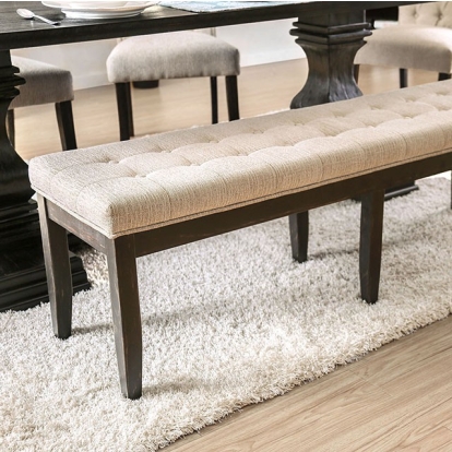 Furniture Of America Nerissa Rustic Antique Black/Beige Bench Model CM3840BN