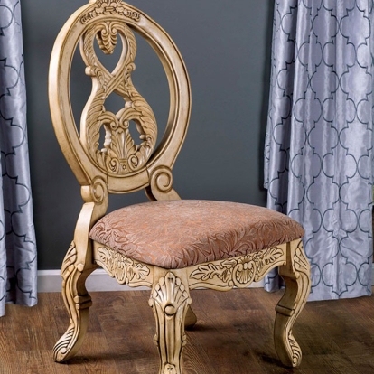 Furniture Of America Tuscany Traditional Antique White/Beige Side Chair (2/Box) Model CM3845WH-SC-2PK