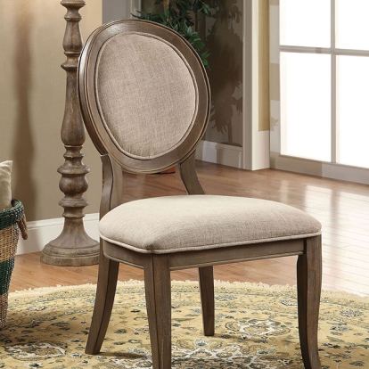 Furniture Of America Kathryn Transitional Rustic Oak/Beige Side Chair (2/Ctn) Model CM3872SC-2PK