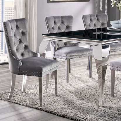 Furniture Of America Neuveville Glam Black/Chrome Dining Table Model CM3903BK-T-TABLE