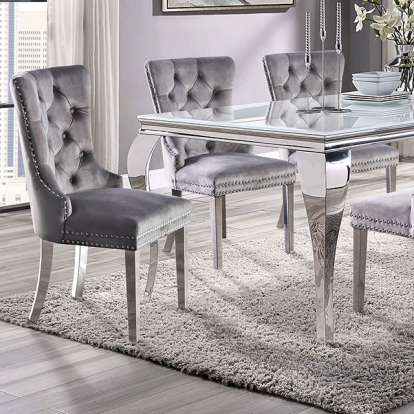Furniture Of America Neuveville Glam White/Chrome Dining Table Model CM3903WH-T-TABLE