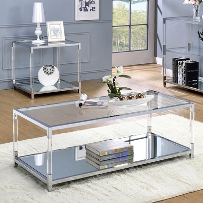 Furniture Of America Ludvig Contemporary Chrome/Clear Coffee Table Model CM4153C